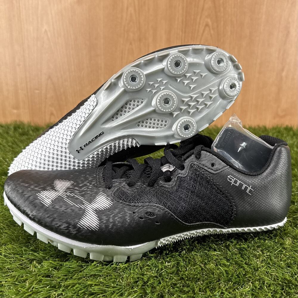 Under Armour Kick Sprint 4 Black/White Running Shoes 3025461-002 Mens Sz 10